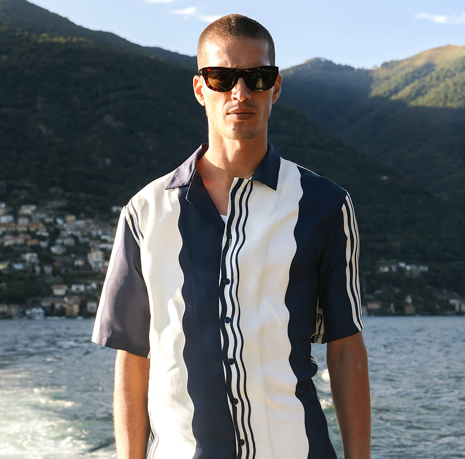 Como Cup Camicia Seta Onde Navy - immagine 3