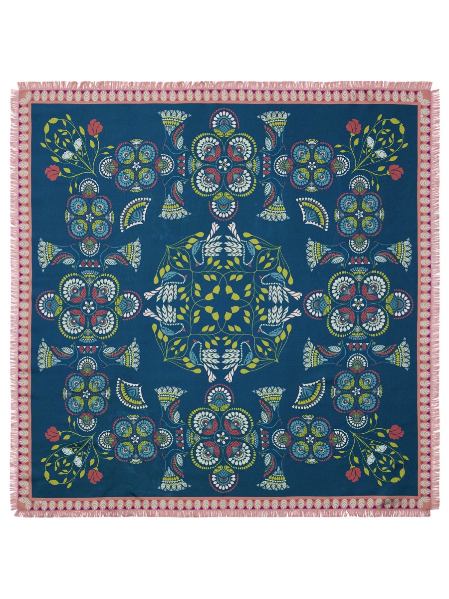 Franco Ferrari Foulard In Seta Fantasia Rosa E Verde